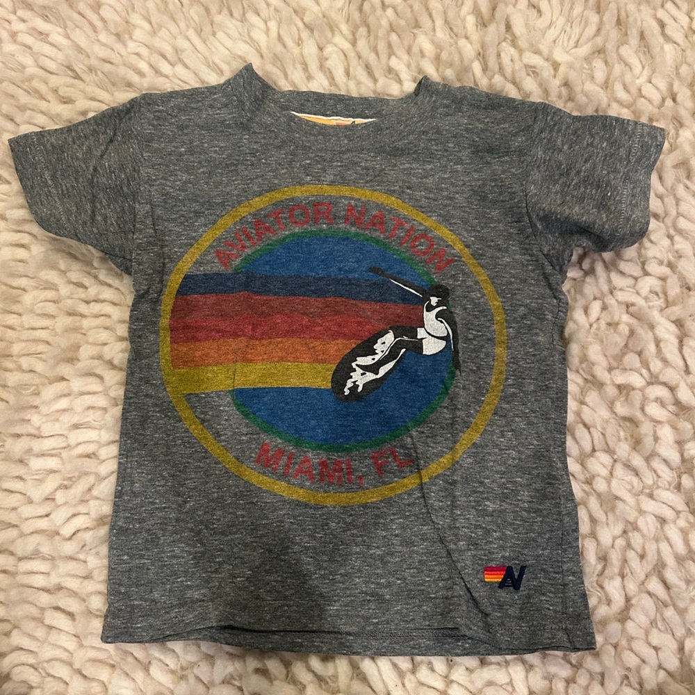 Aviator nation miami  kids t shirt grey size 4